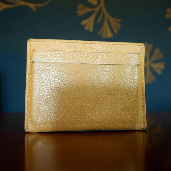 Longchamp Yellow Leather Card Holder Slim Minimalist Wallet Authentic Longchamp - Picture 8 of 8